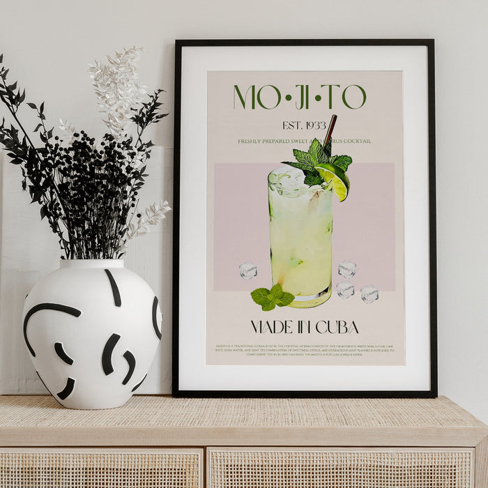Mojito Print Cocktail - Nazma Khokhar Framed Art | Home or Office Art