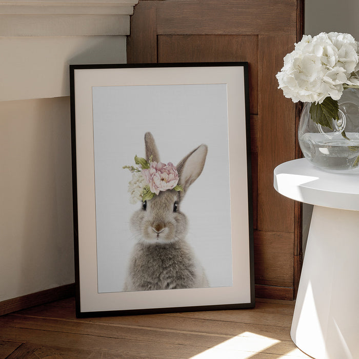 Floral Bunny Framed Art Lola Peacock | Home or Office Art