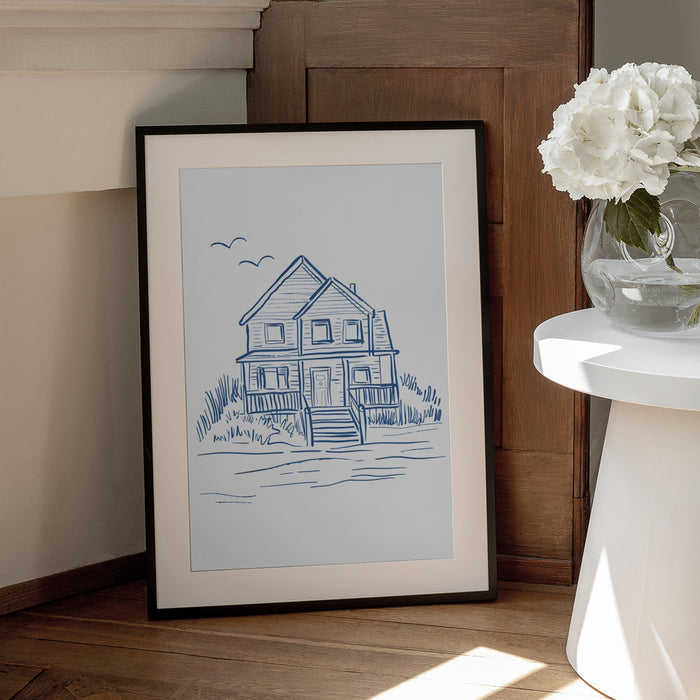 Nantucket Beachhouse - Jolly and Dash Framed Art | Home or Office Art