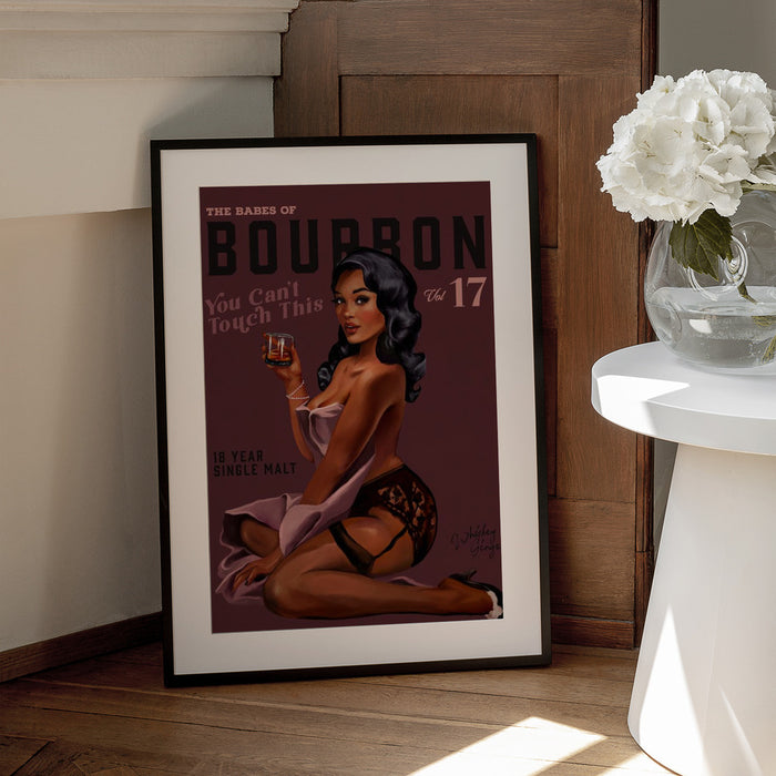 Babes of Bourbon Cant Touch This. Sexy Retro Pin Up Girl Whiskey Art - The Whiskey Ginger Framed Art | Home or Office Art