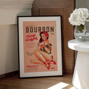 Bourbon Babes Vol 22 Vintage Pinup Girl Drinking A Cocktail - The Whiskey Ginger Framed Art | Home or Office Art