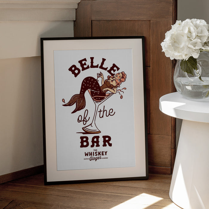 Belle Of The Bar Mermaid Pin Up Art - The Whiskey Ginger Framed Art | Home or Office Art