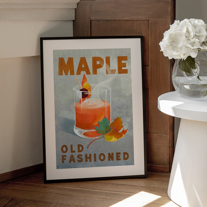Maple Old Fashioned Cocktail - The Whiskey Ginger Framed Art | Home or Office Art
