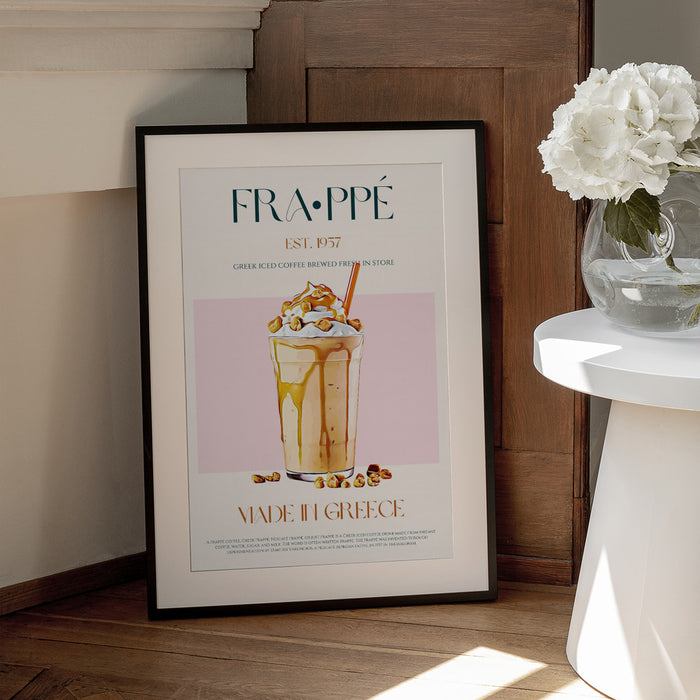 Greek Frappe Delight - Nazma Khokhar Framed Art | Home or Office Art