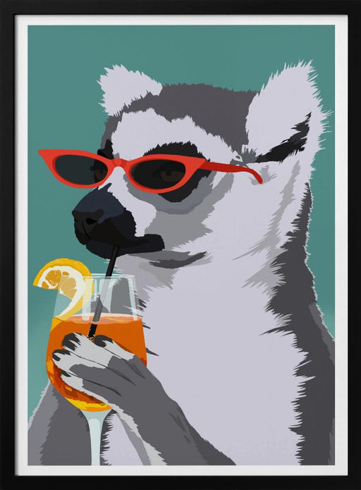 Jugdy Lemur with Drink - ByKammille Framed Art | Home or Office Art
