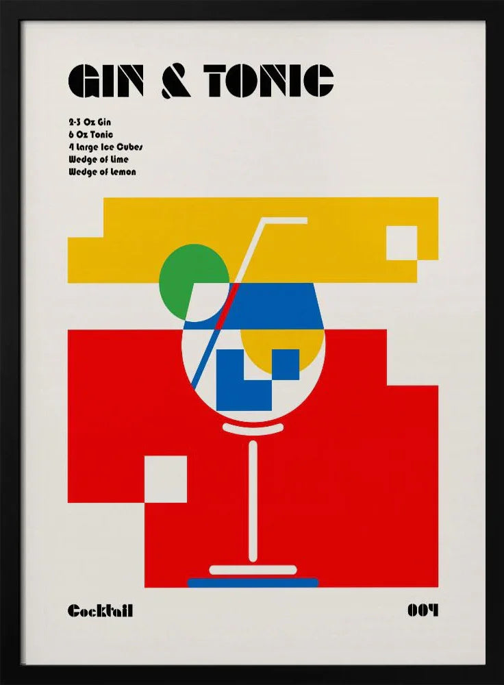 Gin &amp; Tonic Bauhaus Cocktail - Retrodrome Framed Art | Home or Office Art