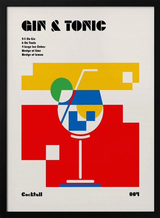 Gin &amp; Tonic Bauhaus Cocktail - Retrodrome Framed Art | Home or Office Art