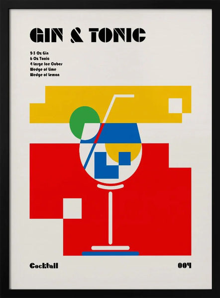 Gin & Tonic Bauhaus Cocktail - Retrodrome Framed Art | Home or Office Art