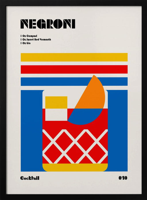 Negroni Bauhaus Cocktail - Retrodrome Framed Art | Home or Office Art