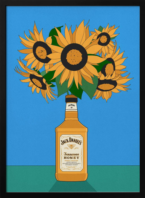 Sunflowers in Honey Whiskey Retro Illustration - Retrodrome Framed Art | Home or Office Art