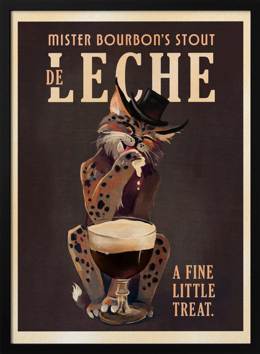 Bourbon De Leche Guinness Style Cat Art - The Whiskey Ginger Framed Art | Home or Office Art