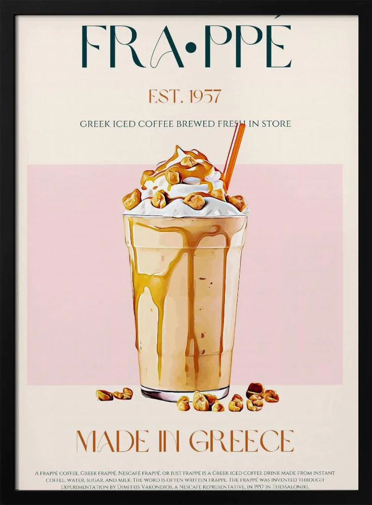 Greek Frappe Delight - Nazma Khokhar Framed Art | Home or Office Art