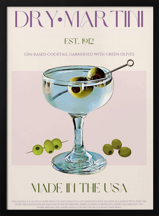 Classic Martini Charm - Nazma Khokhar Framed Art | Home or Office Art