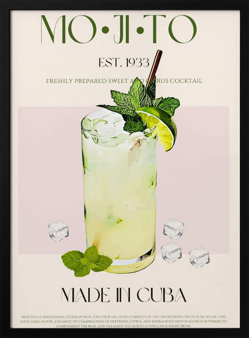 Mojito Print Cocktail - Nazma Khokhar Framed Art | Home or Office Art