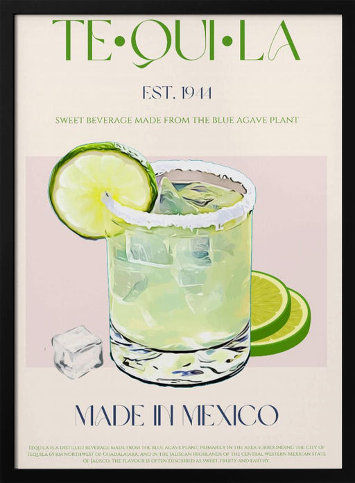 Tequila Drink With Lime And Ice - Nazma Khokhar Framed Art | Home or Office Art