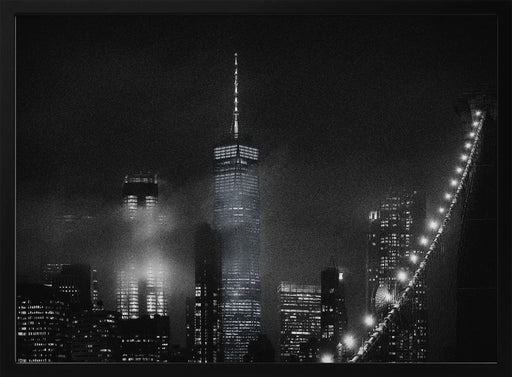 Night cityscape from the Brooklyn Bridge Framed Art Carlos Ramirez | Home or Office Art