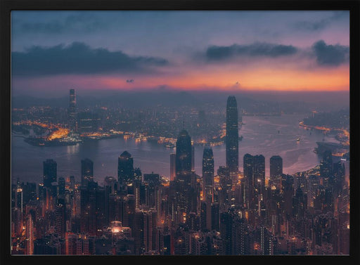 Sunrising Hong Kong Framed Art Javier de la Torre | Home or Office Art
