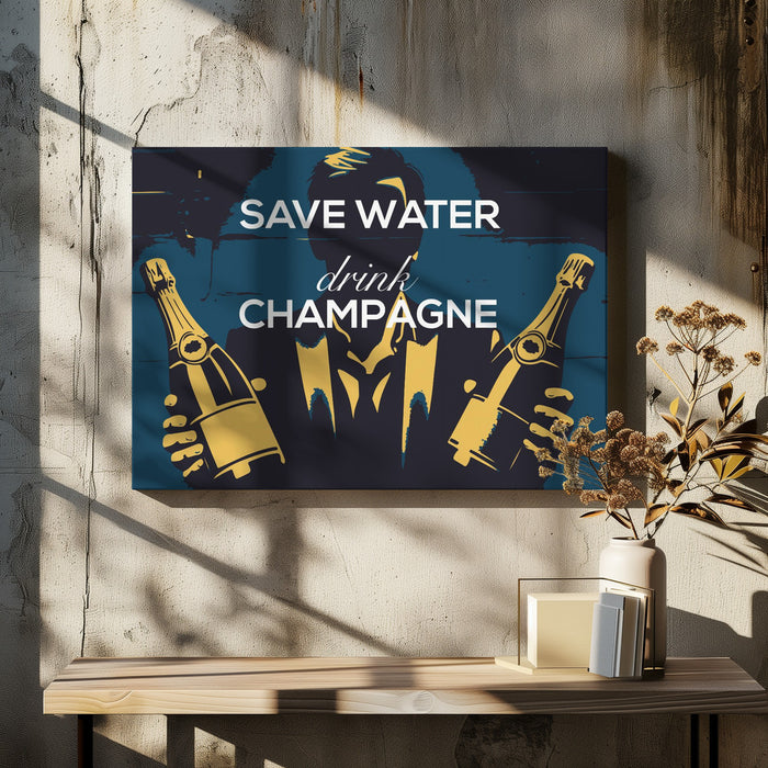 Save water - Drink champagne - Andreas Magnusson Framed Art | Home or Office Art