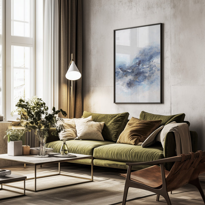 Expressionist Blue Abstract - Françoise Wattré Framed Art | Home or Office Art