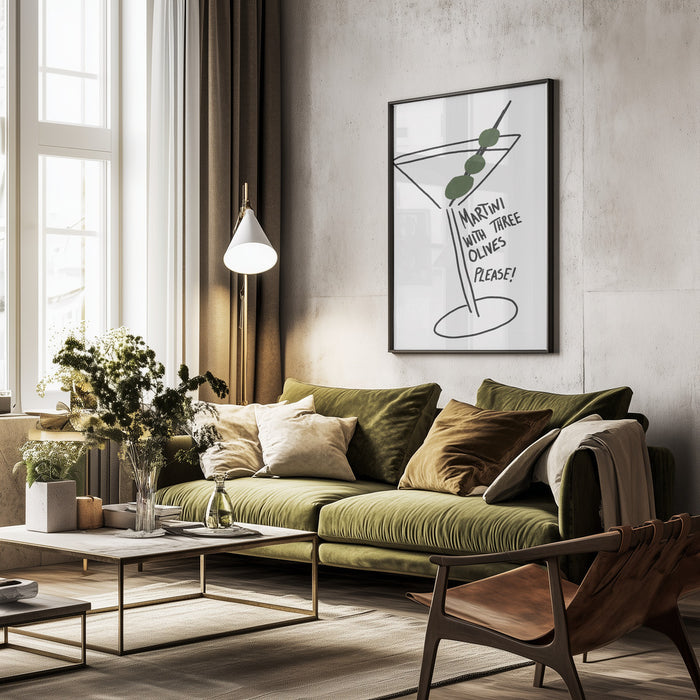 Olive Trio Martini - Athene Fritsch Framed Art | Home or Office Art