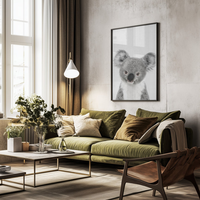 Peekaboo Baby Koala Framed Art Lola Peacock | Home or Office Art
