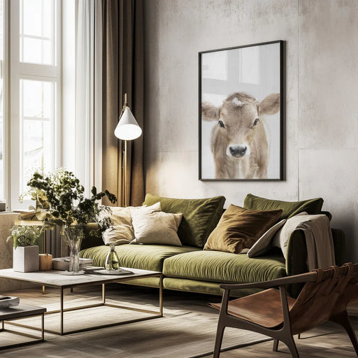 Peekaboo Baby Cow Framed Art Lola Peacock | Home or Office Art