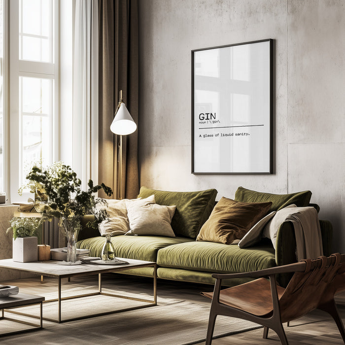 Quote Gin Sanity - Orara Studio Framed Art | Home or Office Art