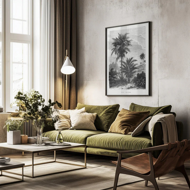 Vintage Palm Tree Drawing V - Les Palmiers Histoire Iconographique Framed Art | Home or Office Art