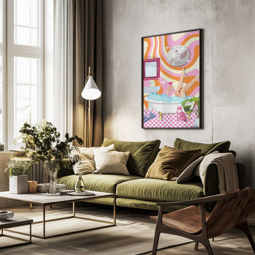 Groovy Bathtub Bliss - Athene Fritsch Framed Art | Home or Office Art