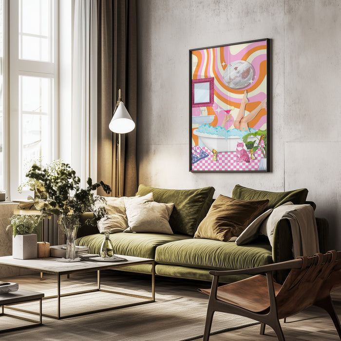 Groovy Bathtub Bliss - Athene Fritsch Framed Art | Home or Office Art