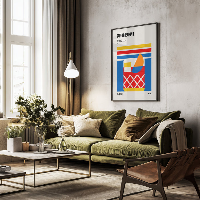 Negroni Bauhaus Cocktail - Retrodrome Framed Art | Home or Office Art