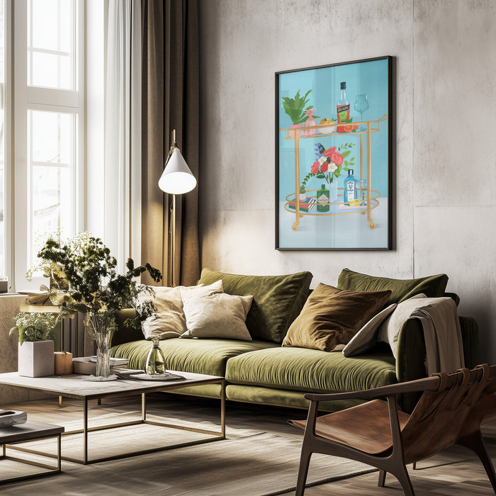 Bar Cart - Petra Lizde Framed Art | Home or Office Art