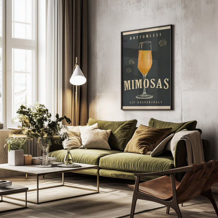 Bottomless Mimosas Art Deco Cocktail Bar Art - The Whiskey Ginger Framed Art | Home or Office Art