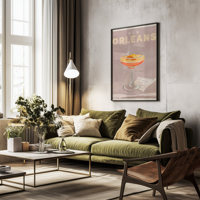New Orleans Cocktail Travel Poster - The Whiskey Ginger Framed Art | Home or Office Art