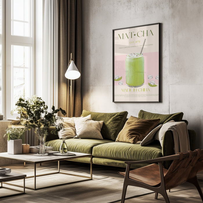 Chilled Matcha Drink - Nazma Khokhar Framed Art | Home or Office Art