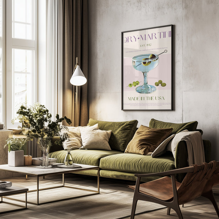 Classic Martini Charm - Nazma Khokhar Framed Art | Home or Office Art