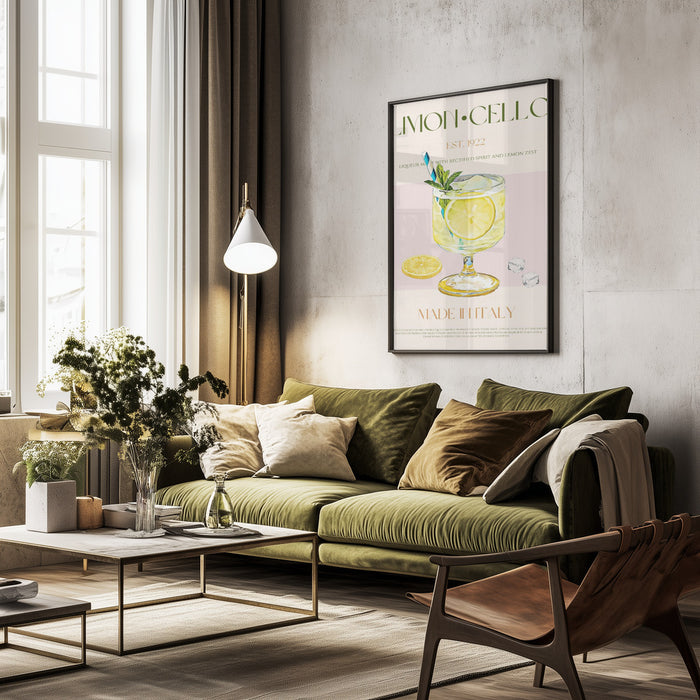 Illustration Of A Limoncello Drink - Nazma Khokhar Framed Art | Home or Office Art