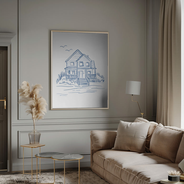 Nantucket Beachhouse - Jolly and Dash Framed Art | Home or Office Art