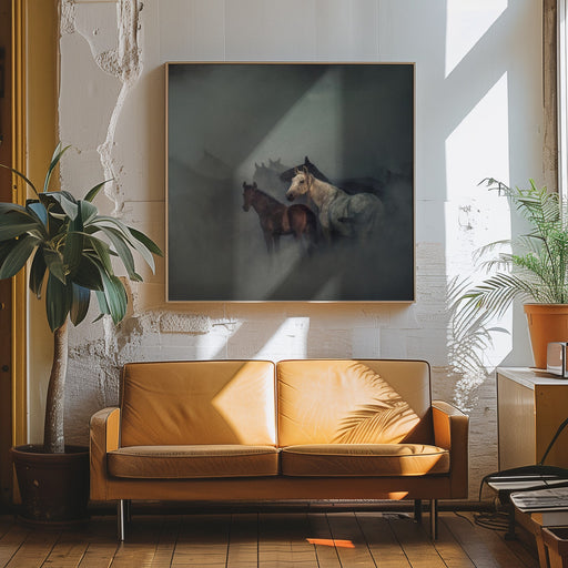 The lost horses Square Canvas Art  Hüseyin Taşkın 