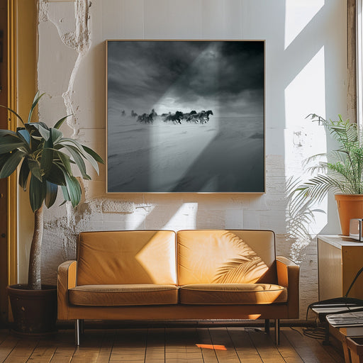 Snowy field by Shu-Guang Yang Square Canvas Print Art for Modern Home Decor. Decorate your office or living room with canvas artwork