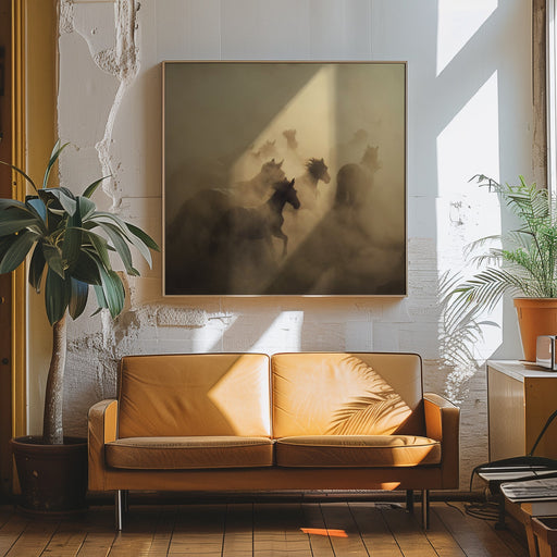 migration of horses Square Canvas Art  Hüseyin Taşkın 