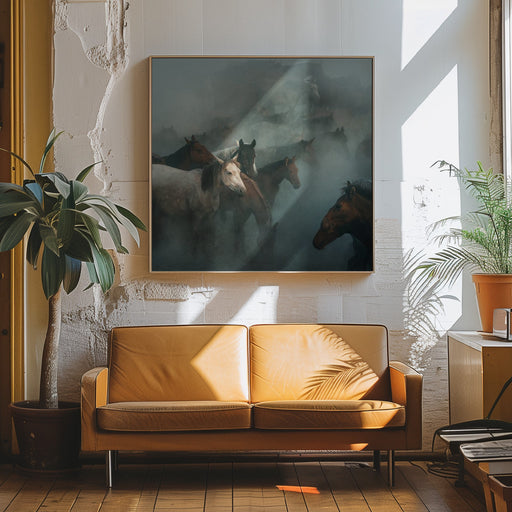 lost horses by Hüseyin Taşkın Square Canvas Print Art for Modern Home Decor. Decorate your office or living room with canvas artwork