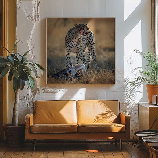 cheetah by AHMAD AL SAFFAR Square Canvas Print Art for Modern Home Decor. Decorate your office or living room with canvas artwork