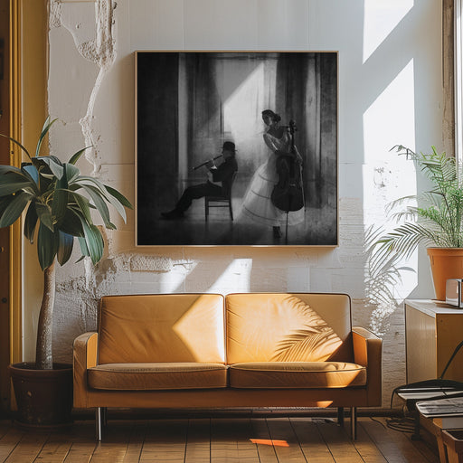Pause for cello by Roswitha Schleicher-Schwarz Square Canvas Print Art for Modern Home Decor. Decorate your office or living room with canvas artwork