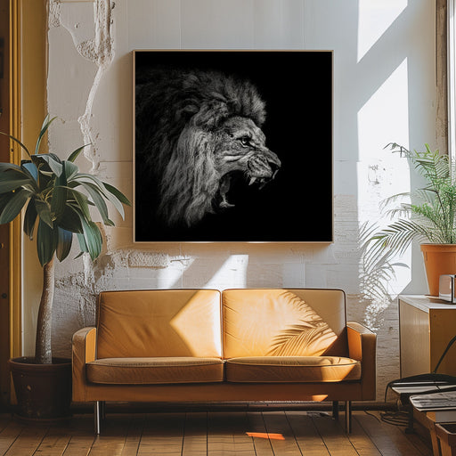 Roaring Lion #2 Square Canvas Art  Christian Meermann 