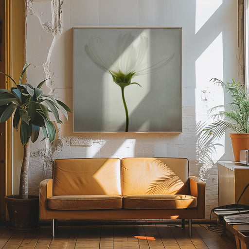 White cosmos by Lotte Grønkjær Square Canvas Print Art for Modern Home Decor. Decorate your office or living room with canvas artwork