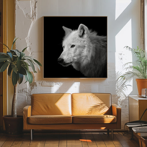 White Wolf #2 by Christian Meermann Square Canvas Print Art for Modern Home Decor. Decorate your office or living room with canvas artwork