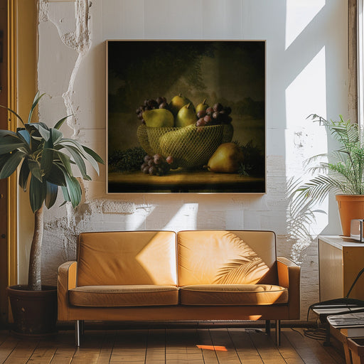 Still life Late Summer Fruit by Monique van Velzen Square Canvas Print Art for Modern Home Decor. Decorate your office or living room with canvas artwork