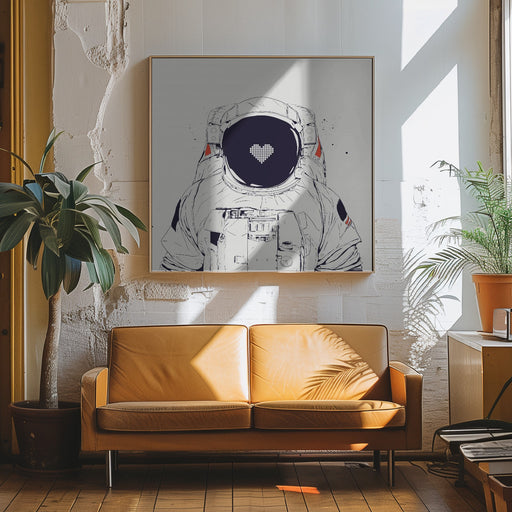 Astronaut love by Balazs Solti Square Canvas Print Art for Modern Home Decor. Decorate your office or living room with canvas artwork