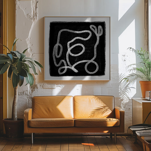 Black Scribble Lines 1 by Sharyn Bursic Square Canvas Print Art for Modern Home Decor. Decorate your office or living room with canvas artwork